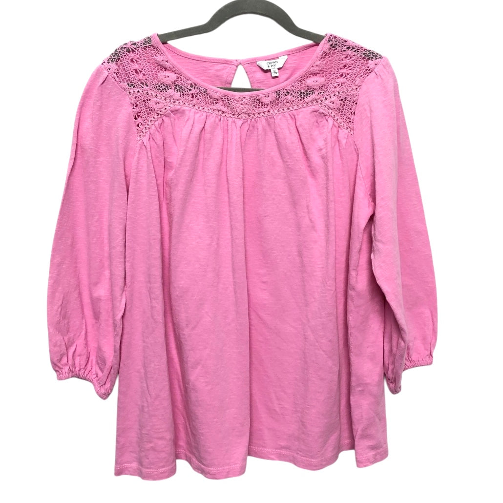 Top 3/4 Sleeve By Crown And Ivy In Pink, Size:M