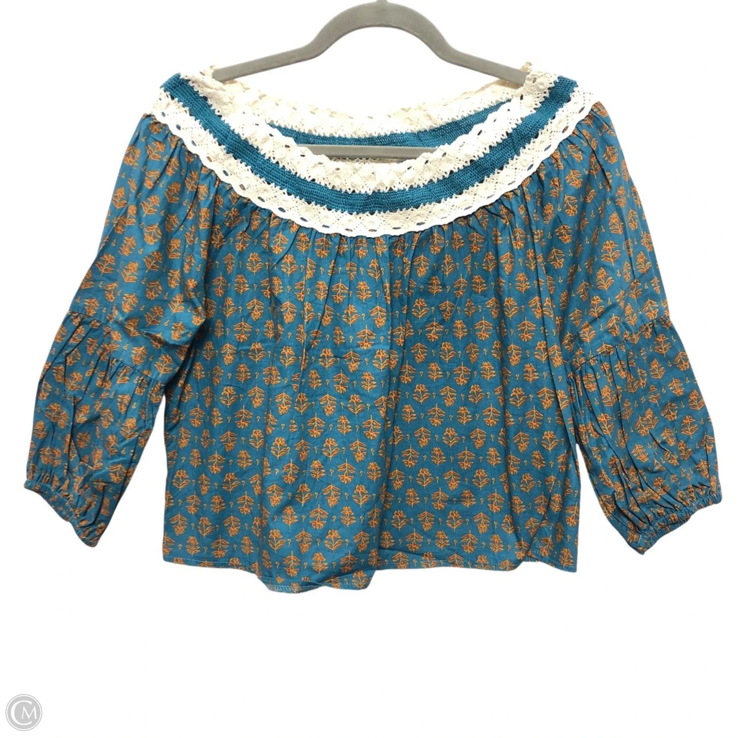 Top 3/4 Sleeve By Clothes Mentor In Blue & Orange, Size: M