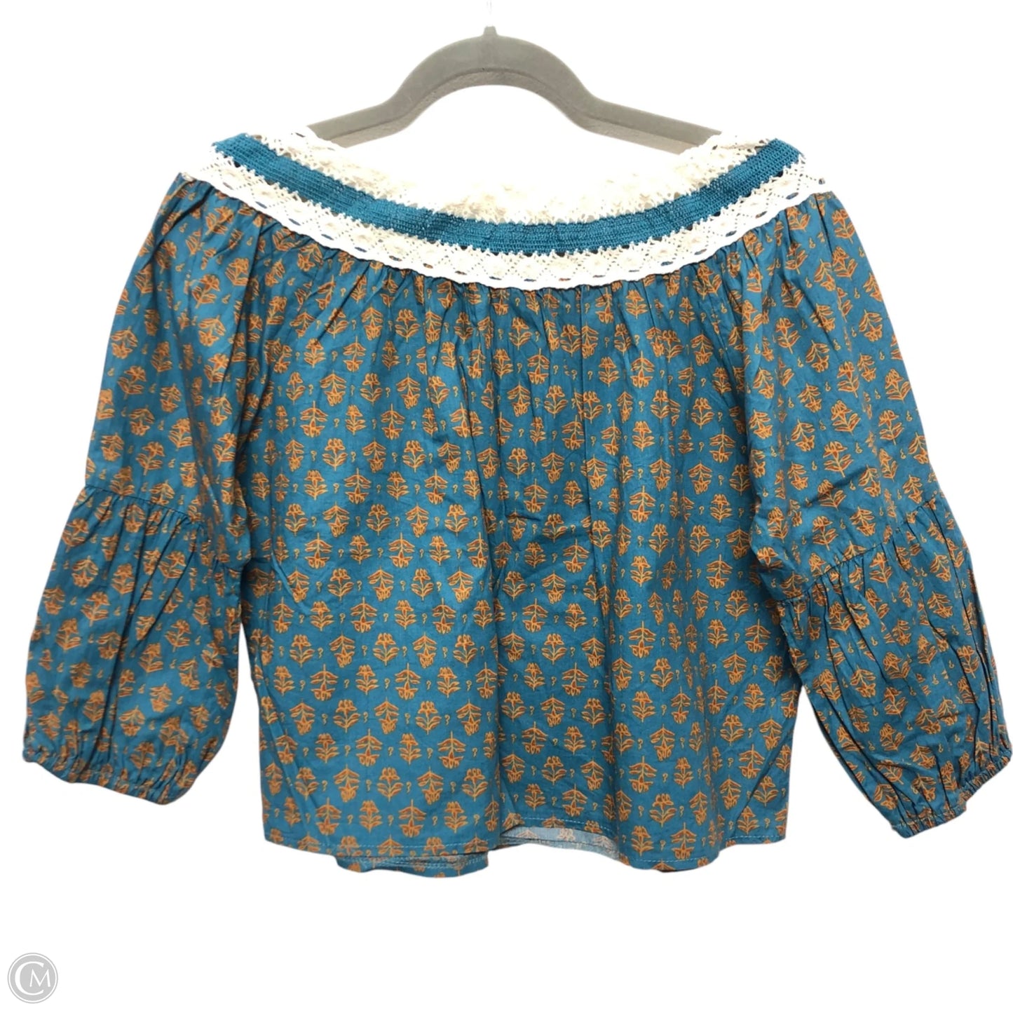 Top 3/4 Sleeve By Clothes Mentor In Blue & Orange, Size: M