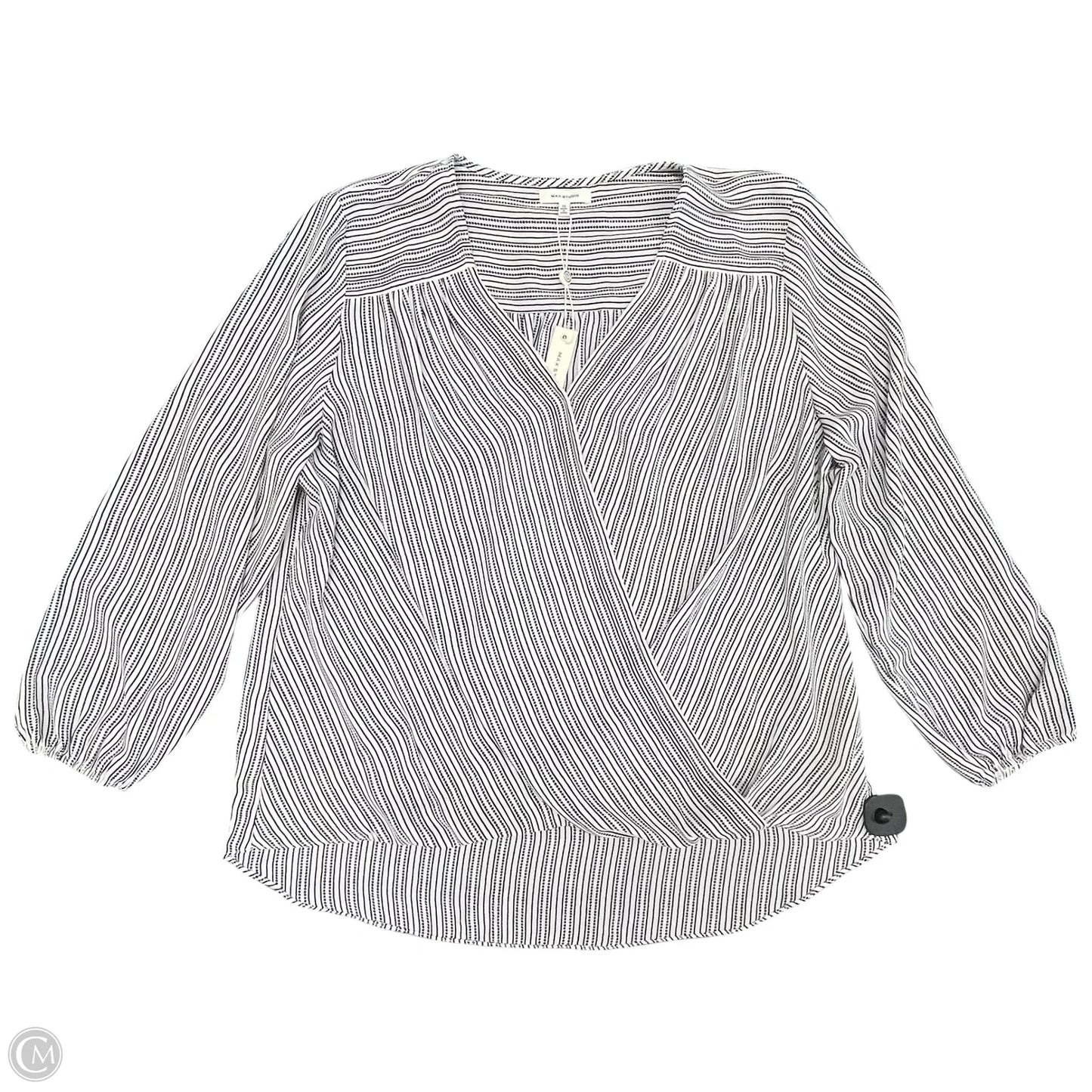 Top Long Sleeve By Max Studio In Black & White, Size: 1x