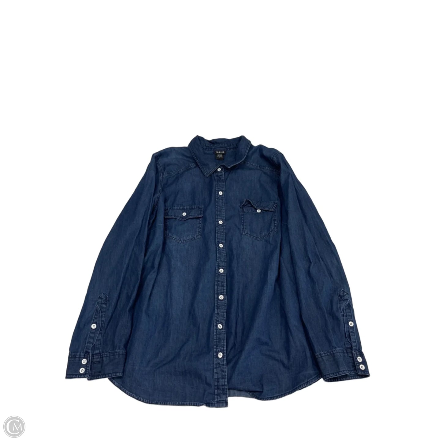 Jacket Shirt By Torrid In Blue, Size: 2x