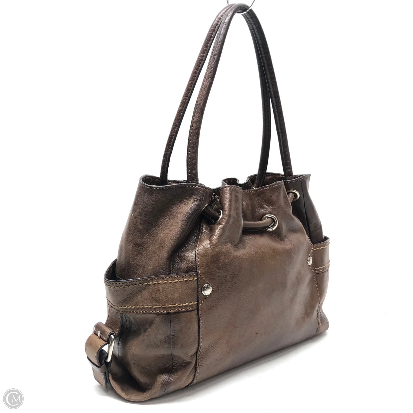 Handbag Leather By Fossil, Size: Medium