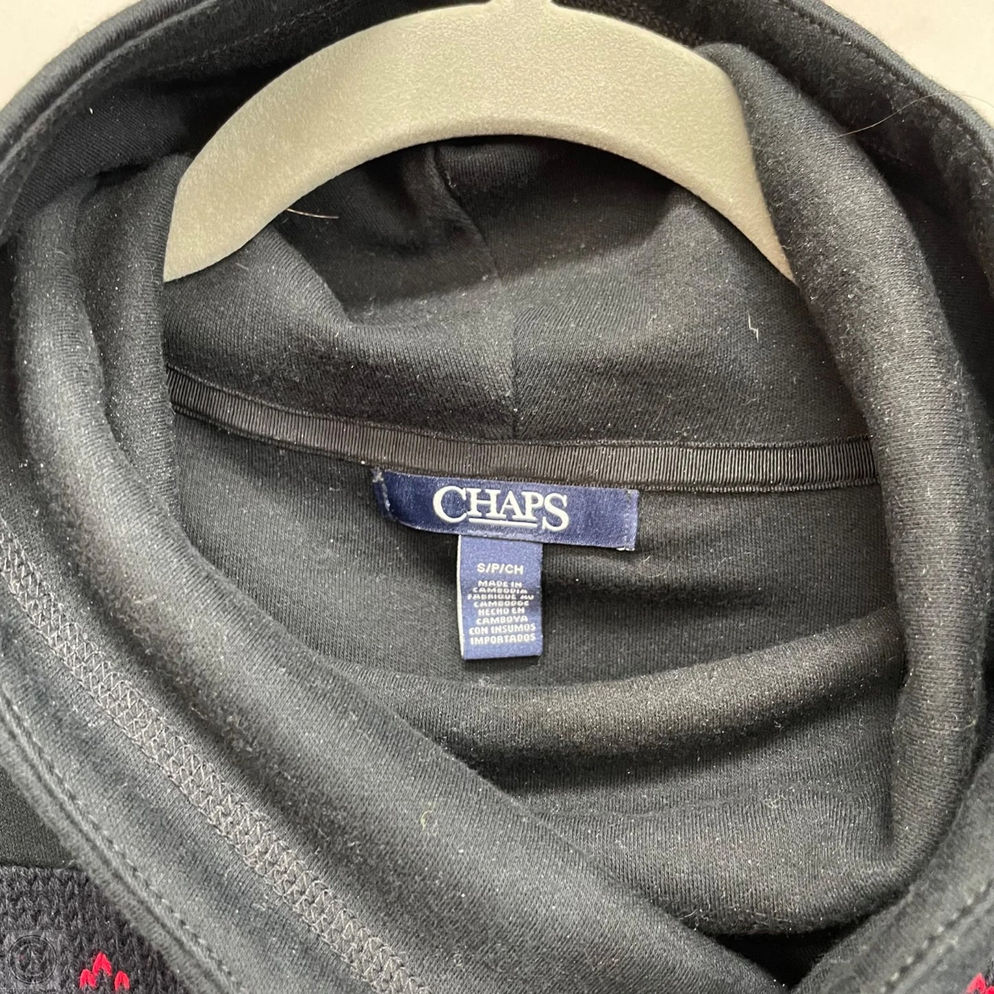 Top Long Sleeve By Chaps In Black & Red, Size: S