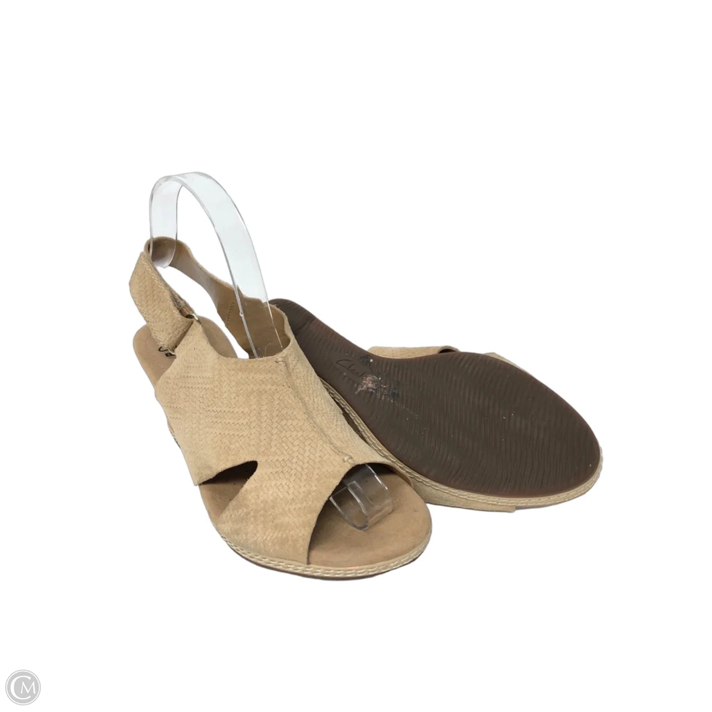 Sandals Heels Wedge By Clarks In Beige, Size: 8