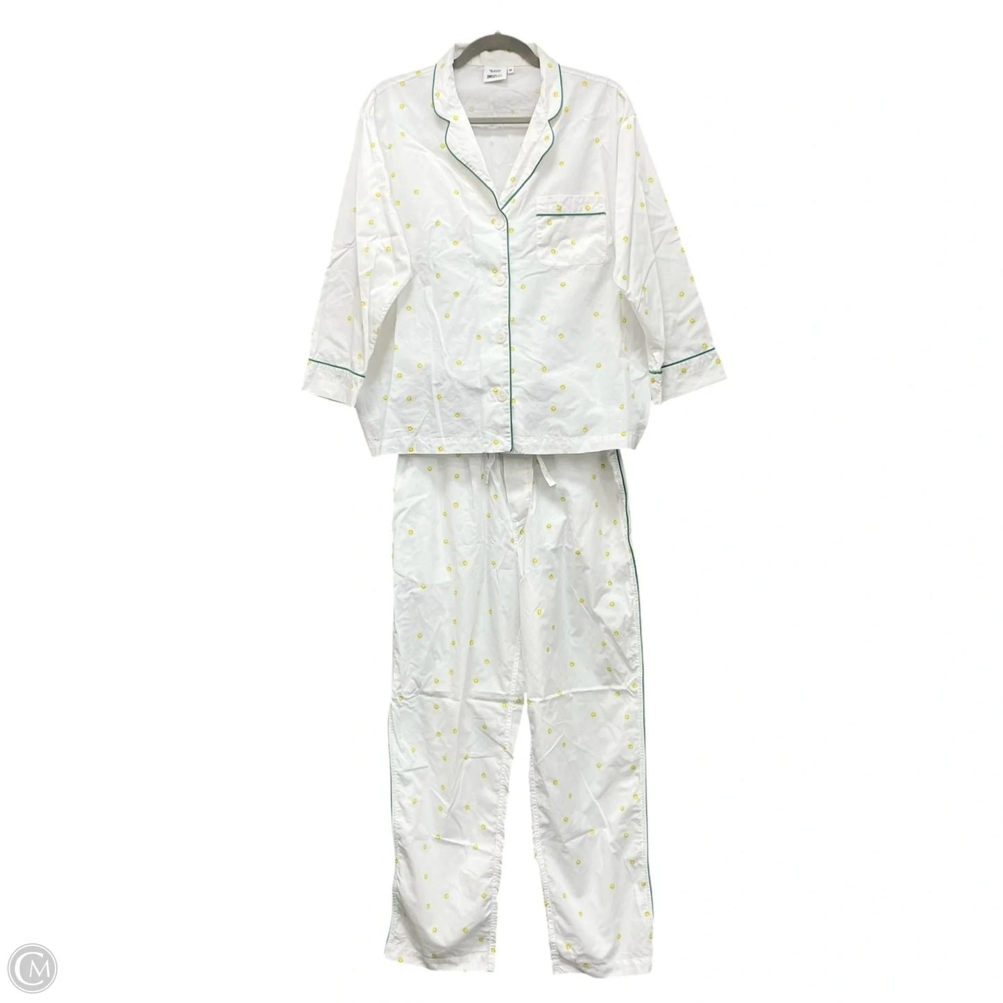 Pajamas 2pc By Cmb In White & Yellow, Size: M