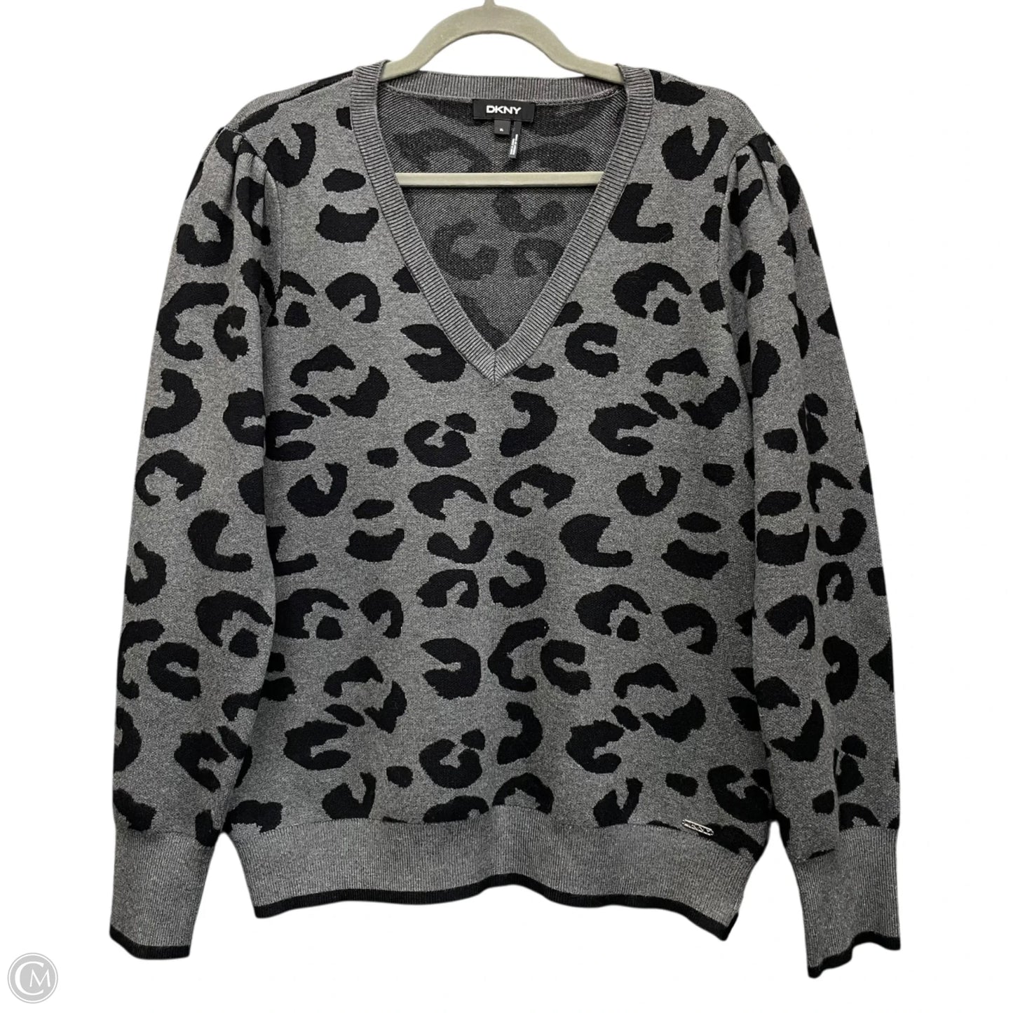 Sweater By Dkny In Black & Grey, Size: Xl