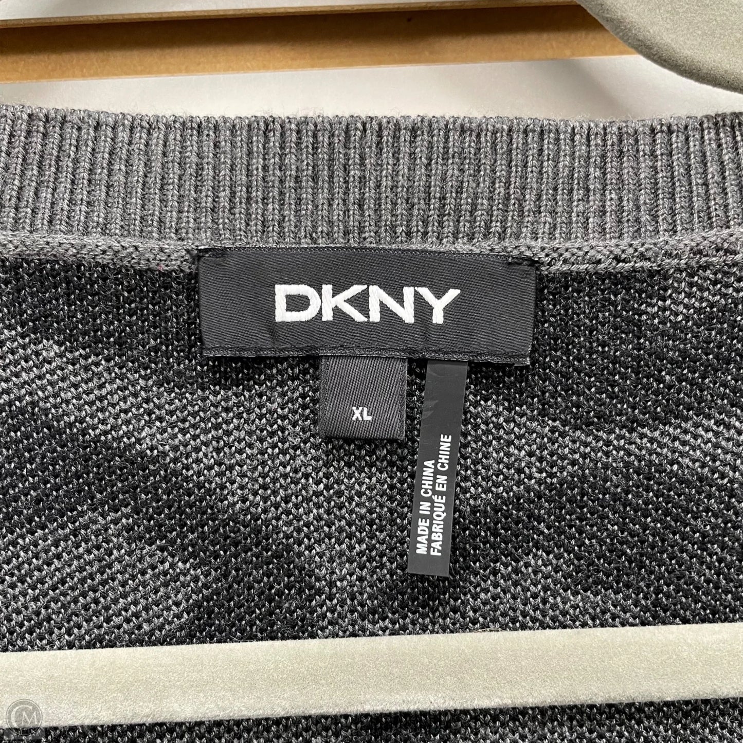 Sweater By Dkny In Black & Grey, Size: Xl