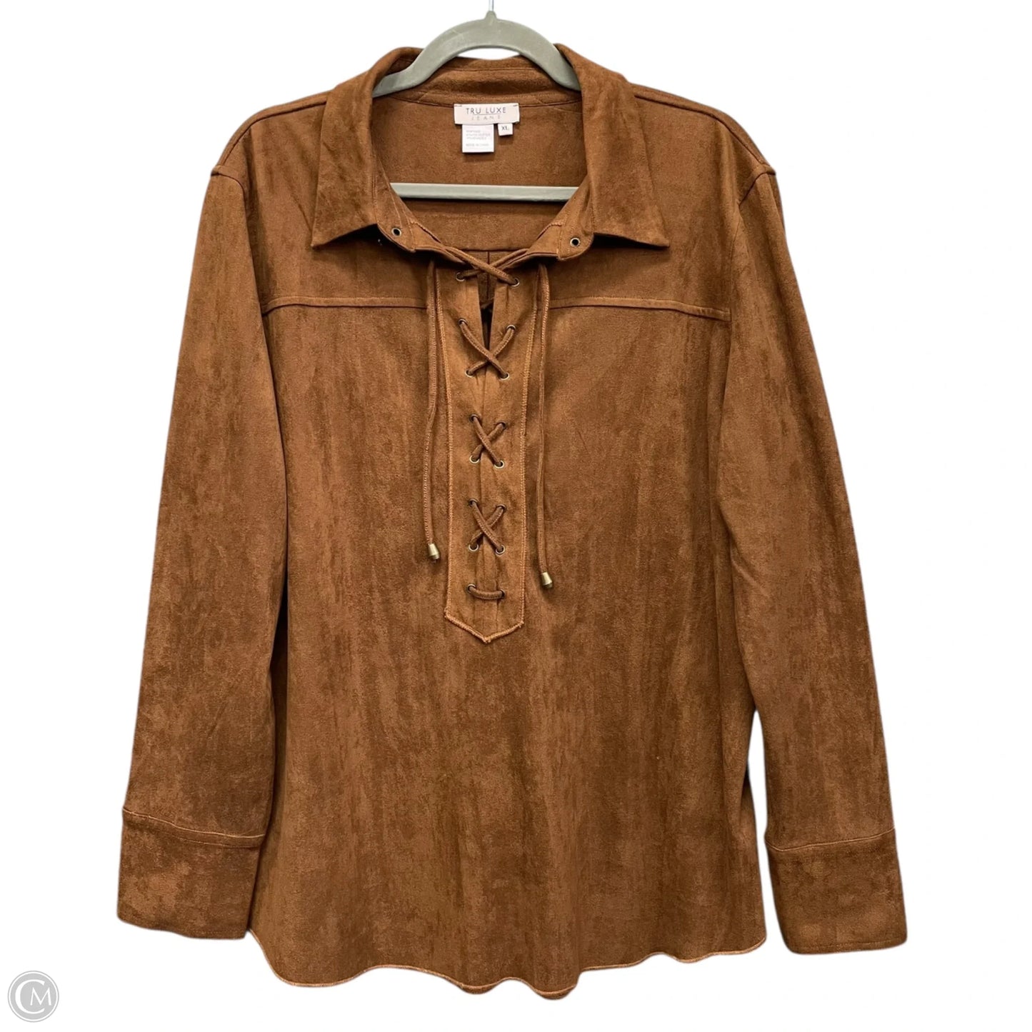 Top Long Sleeve By Clothes Mentor In Brown, Size: Xl