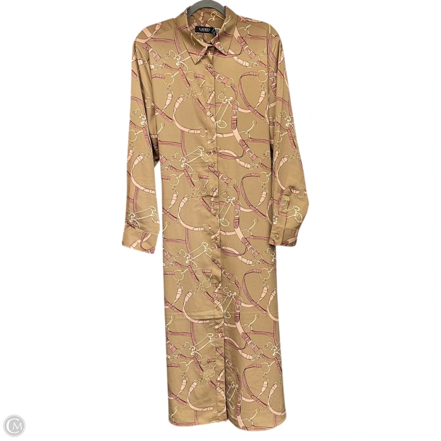 Dress Casual Midi By Lauren By Ralph Lauren In Tan, Size: 16