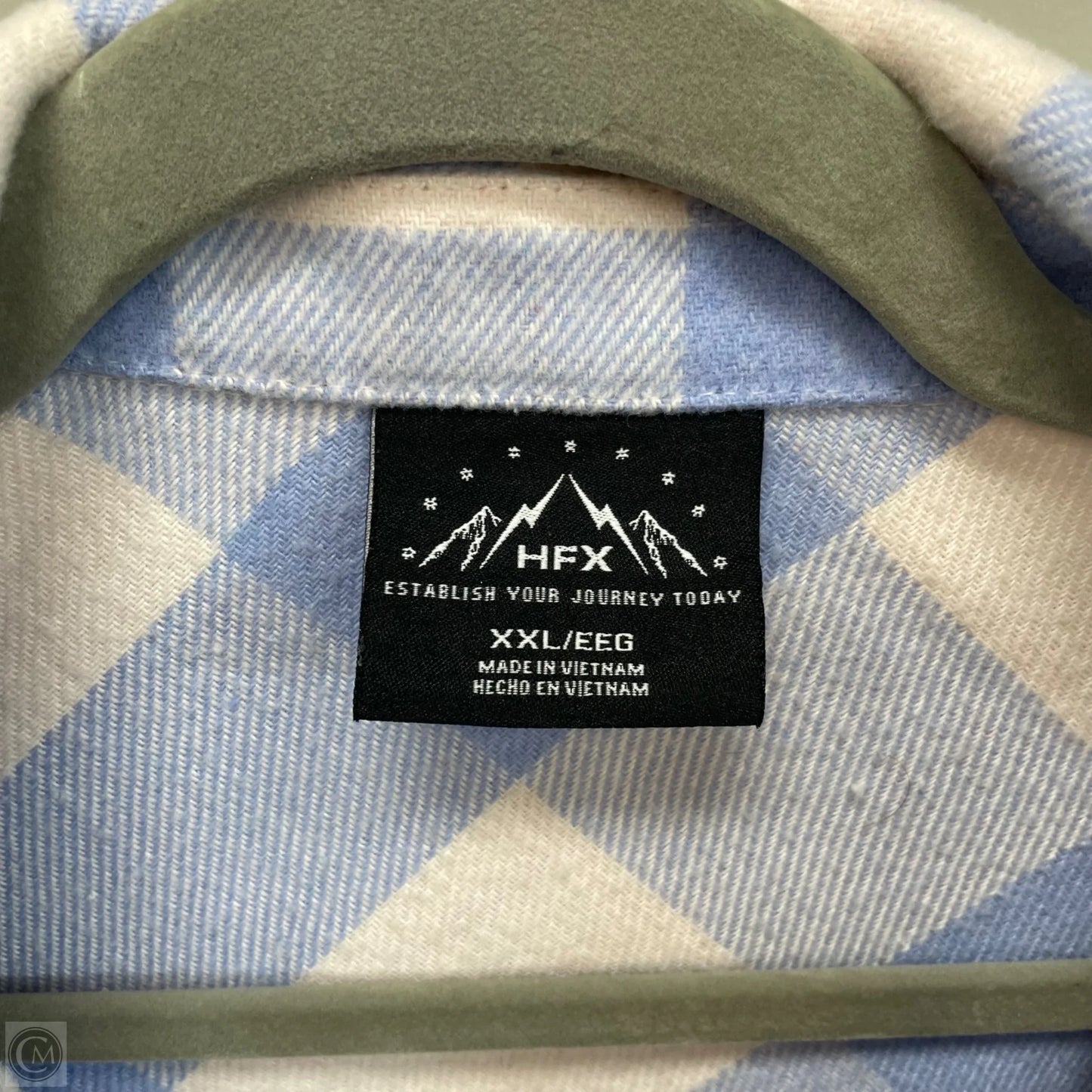 Jacket Shirt By Hfx In Blue & White, Size: Xxl