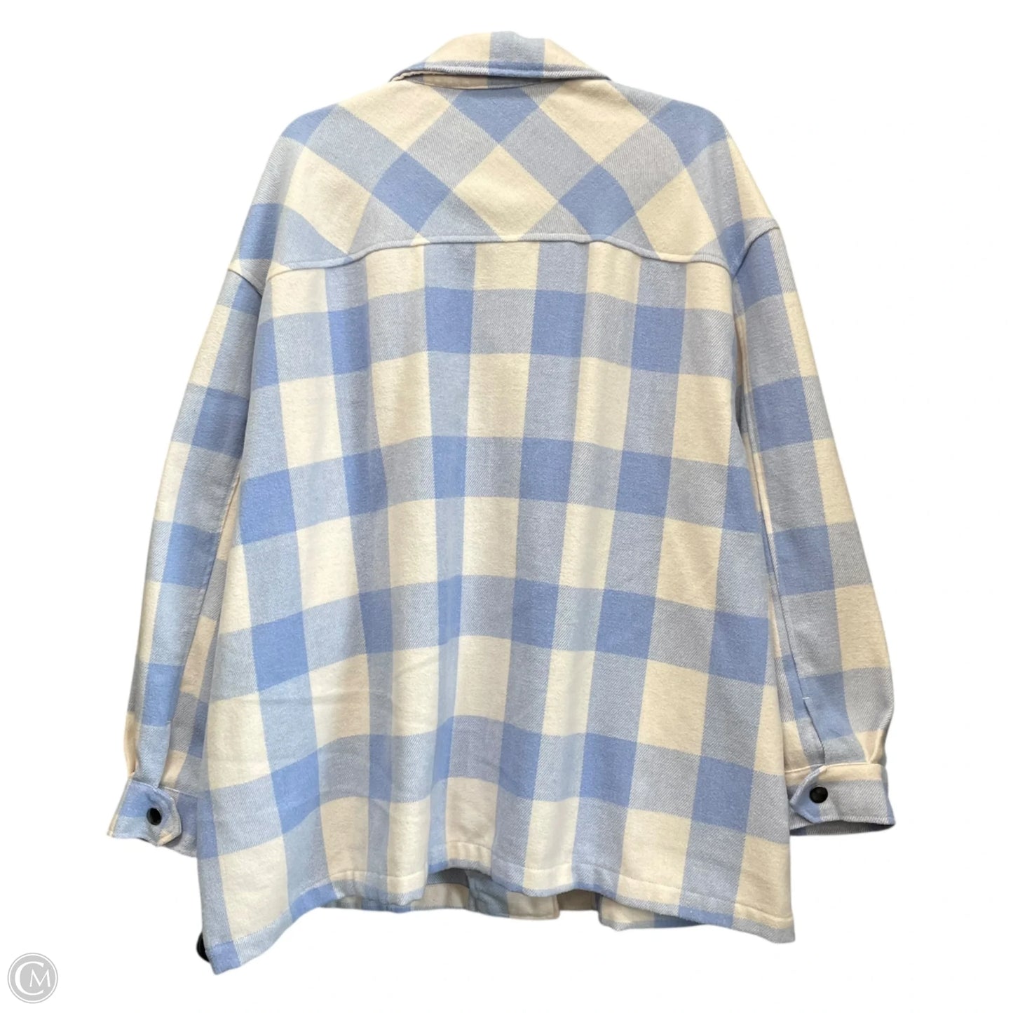 Jacket Shirt By Hfx In Blue & White, Size: Xxl