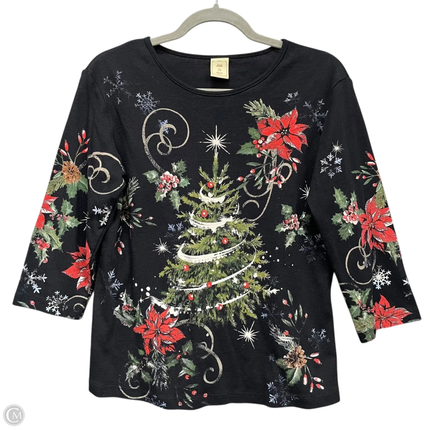 Top 3/4 Sleeve Basic By Jess And Jane In Black, Size: S