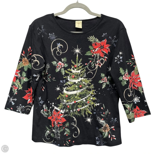 Top 3/4 Sleeve Basic By Jess And Jane In Black, Size: S