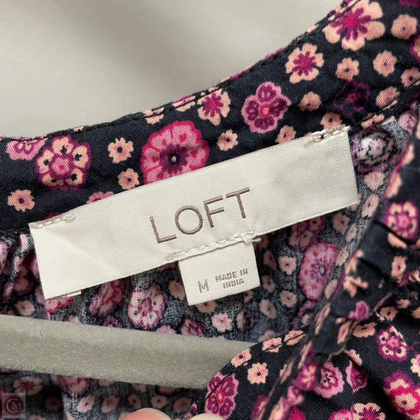 Top Short Sleeve By Loft In Black & Purple, Size: M