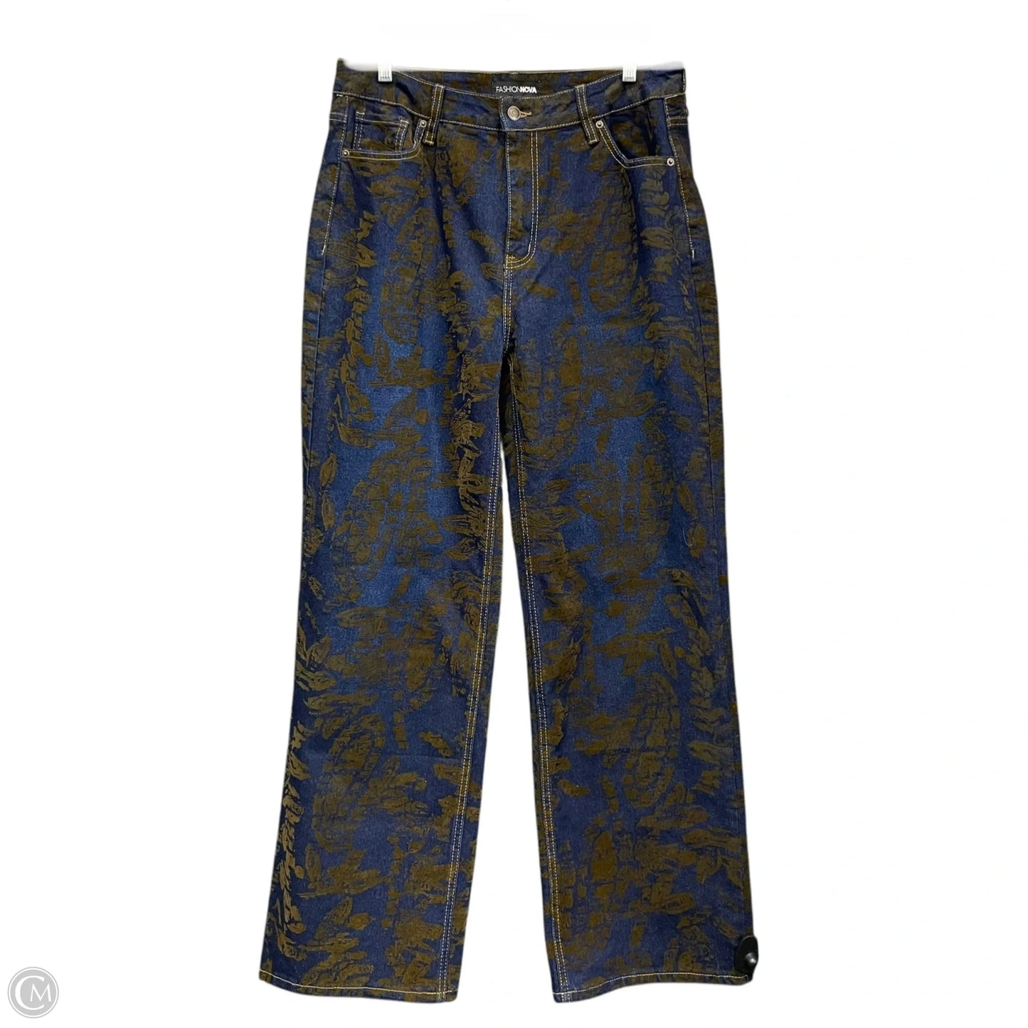 Jeans Wide Leg By Fashion Nova In Blue & Brown, Size: 14