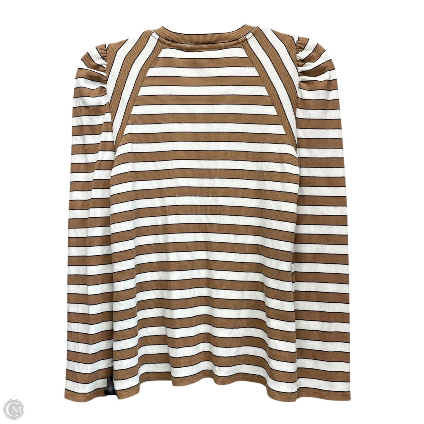 Top Long Sleeve By Veronica Beard In Brown & Cream, Size: M