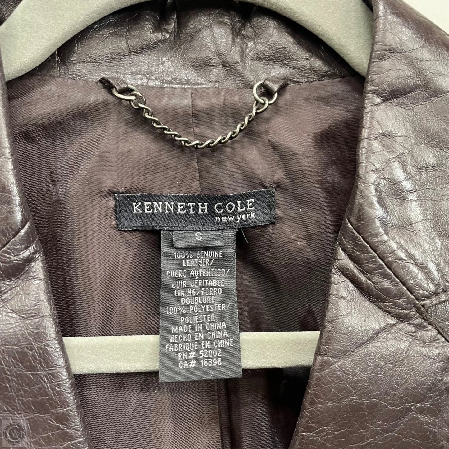 Jacket Leather By Kenneth Cole In Brown, Size: S