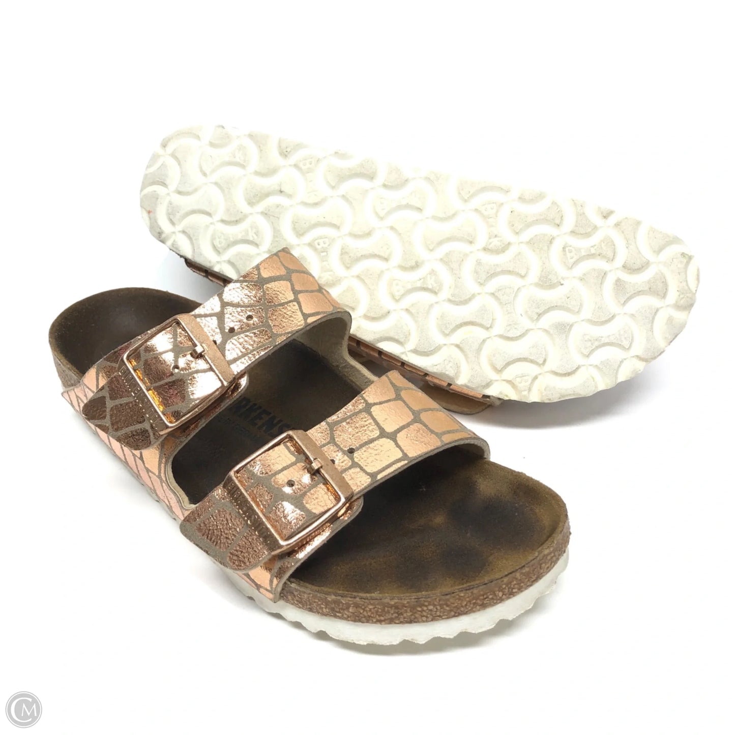 Sandals Flats By Birkenstock In Gold, Size: 6