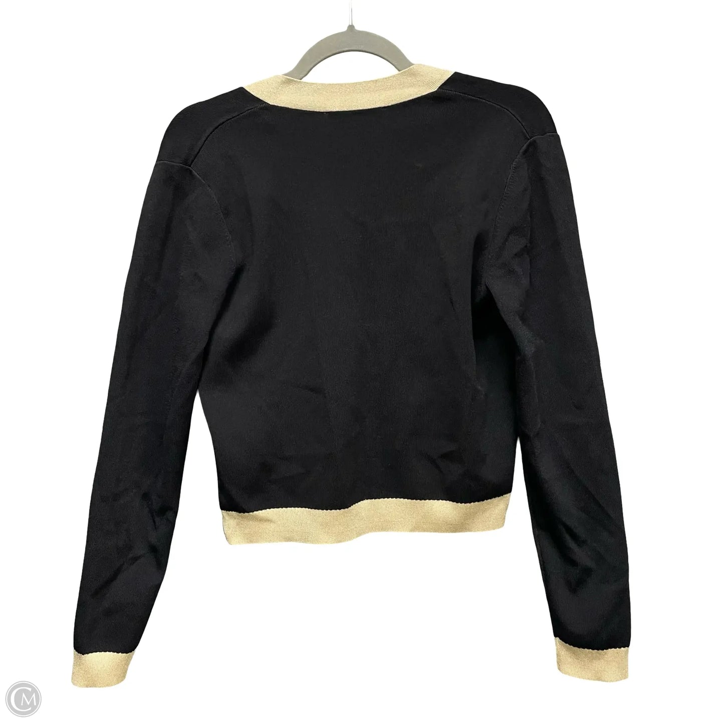 Sweater Cardigan By Michael By Michael Kors In Black & Gold, Size: S