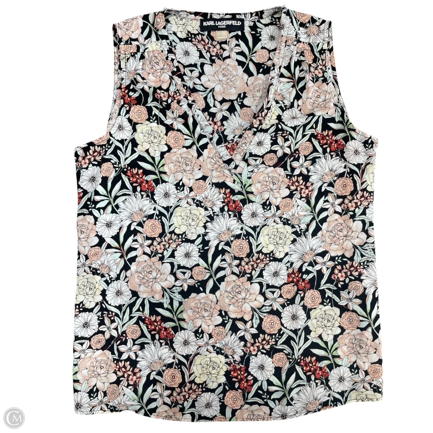 Blouse Designer By Karl Lagerfeld In Floral Print, Size: M