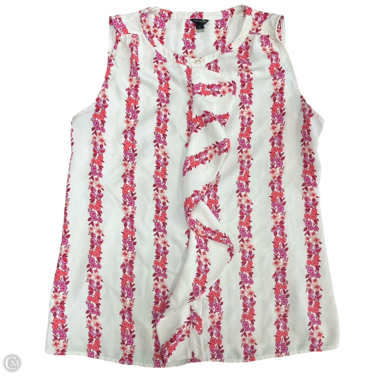 Blouse Sleeveless By Ann Taylor In Pink & Purple, Size: L