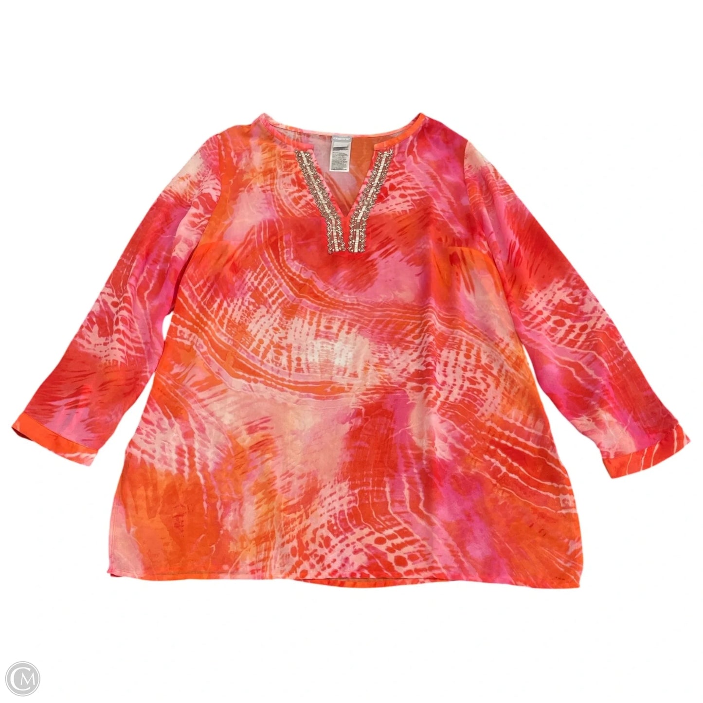 Swimwear Cover-up By Chicos In Orange & Pink, Size: L