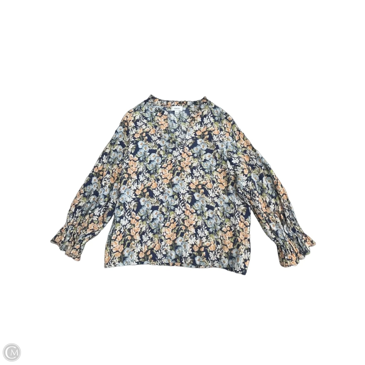 Blouse Long Sleeve By Cece In Floral Print, Size: L