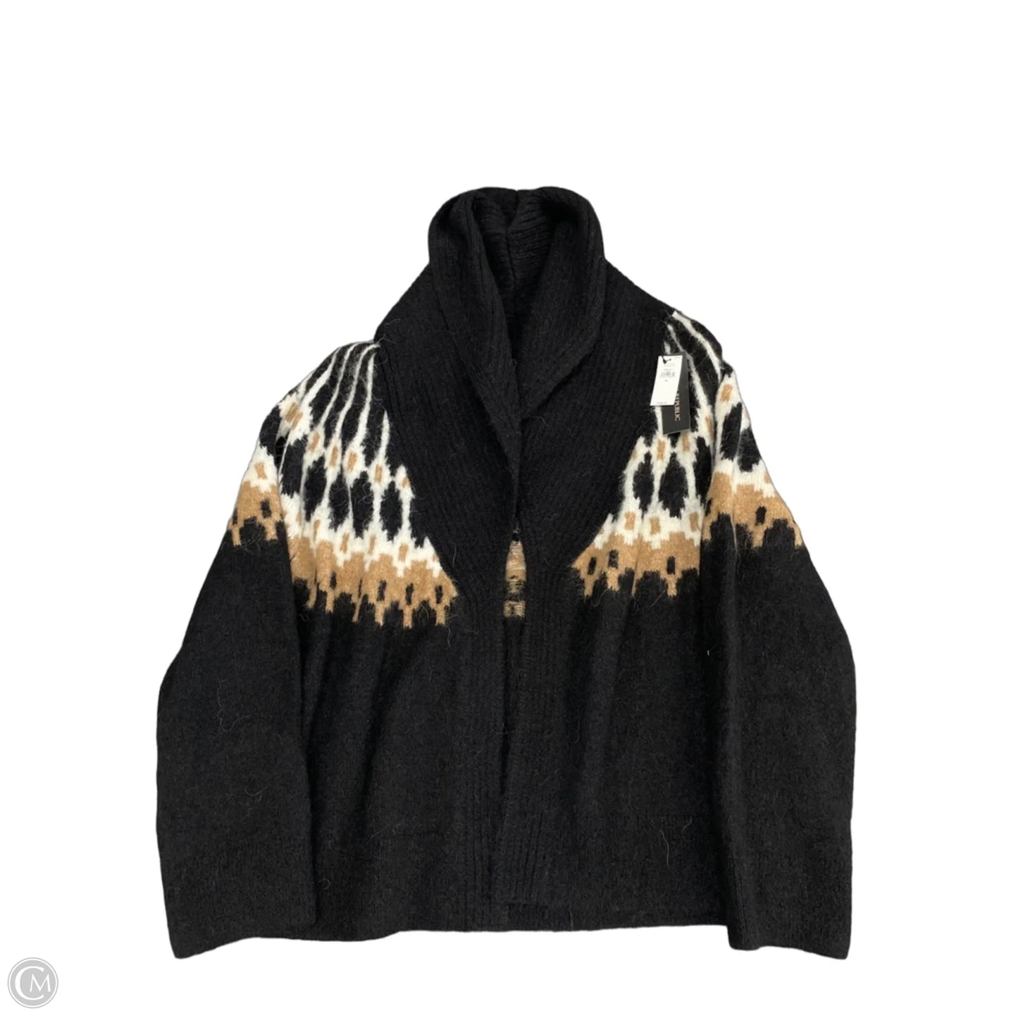 Sweater Cardigan By Banana Republic In Black & Tan, Size: Xl