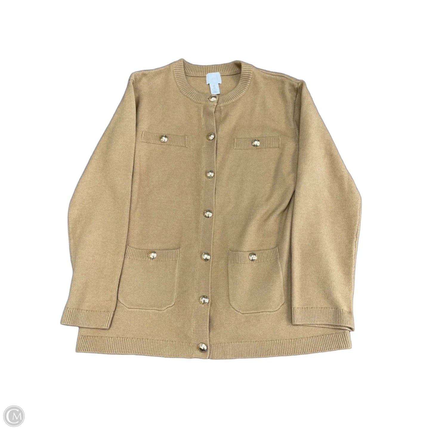 Sweater Cardigan By H&m In Tan, Size: L