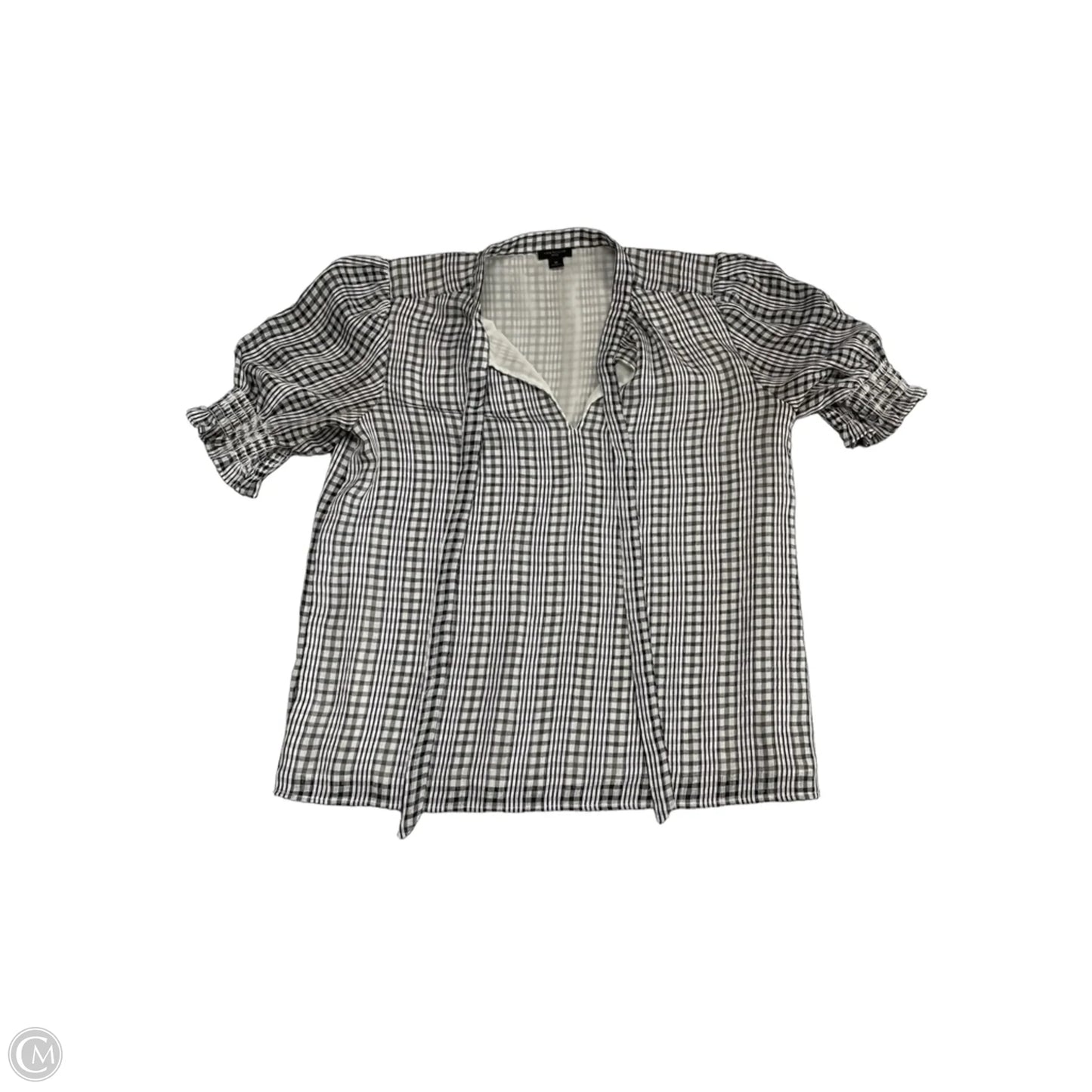 Blouse Short Sleeve By Ann Taylor In Black & White, Size: Mp