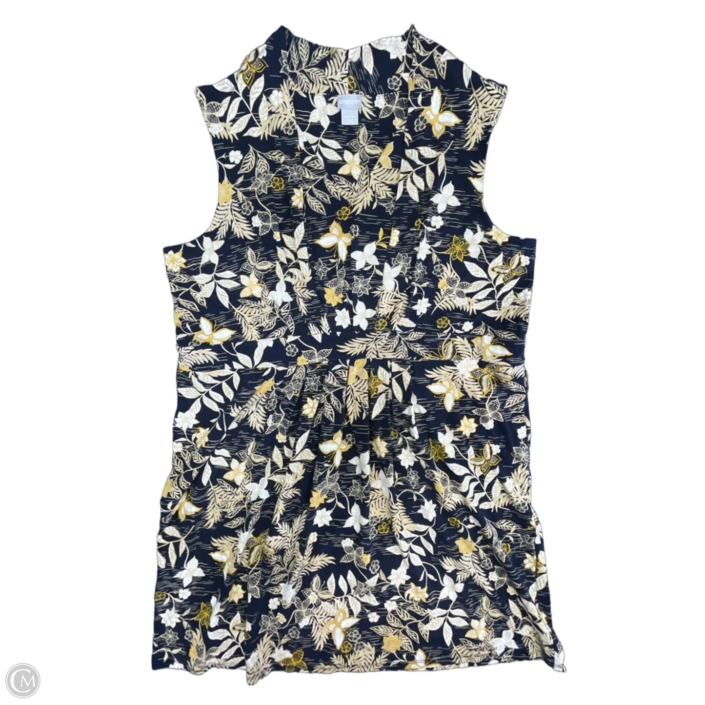 Dress Casual Short By Chicos In Blue & Yellow, Size: Xxl