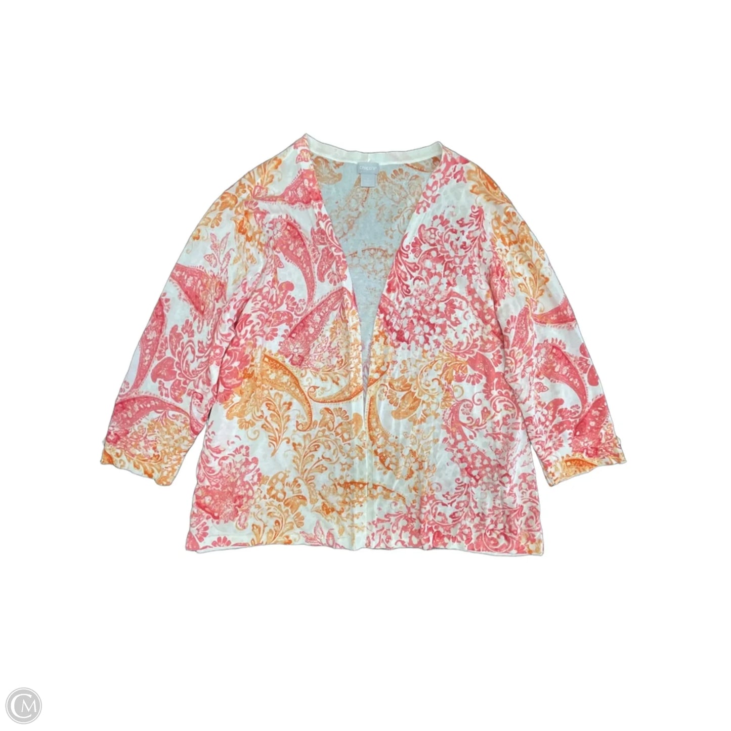 Cardigan By Chicos In Orange & Pink, Size: Xxl