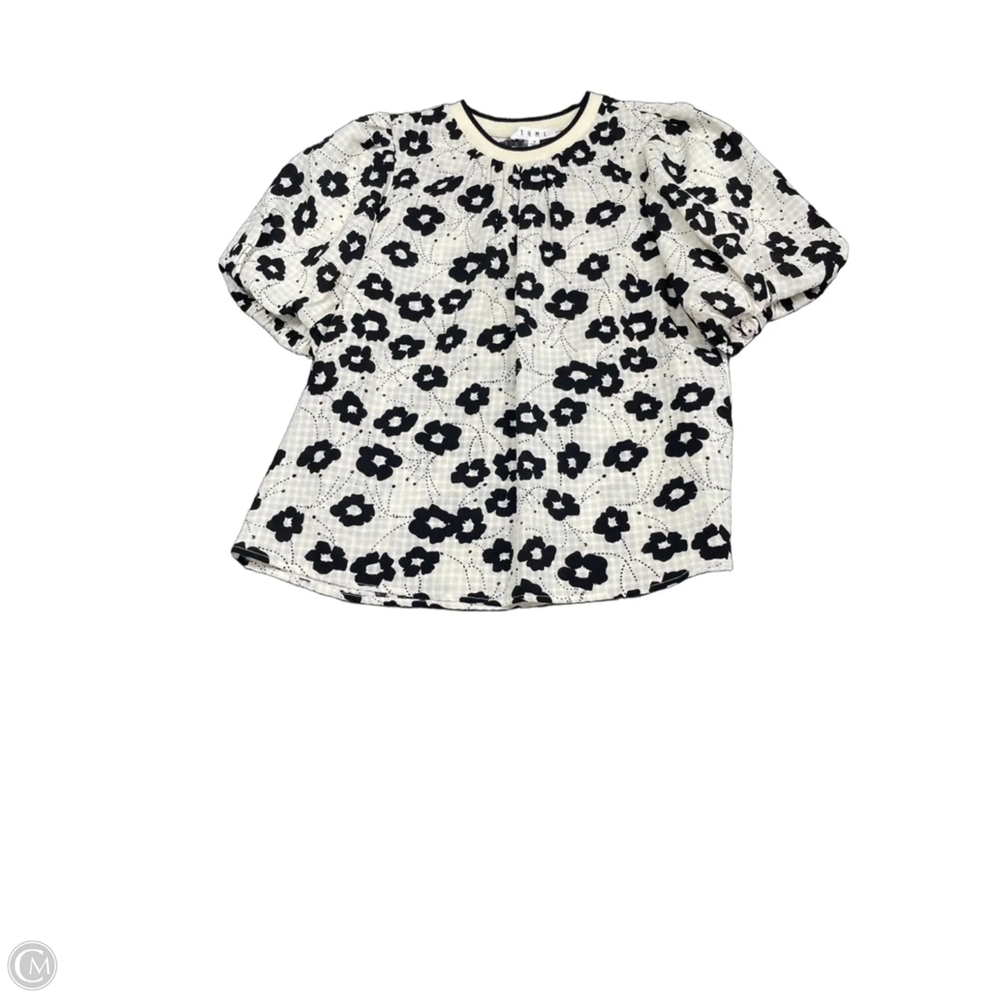 Blouse Short Sleeve By Thml In Black & Cream, Size: S