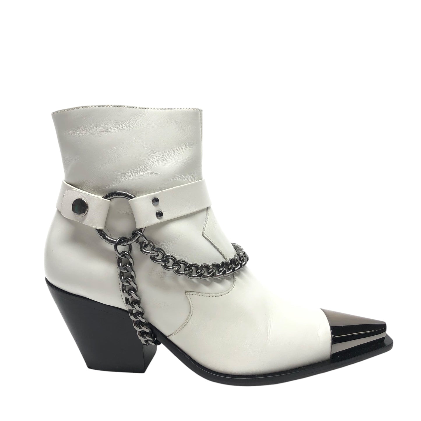 Boots Ankle Heels By Dundas In White, Size: 7