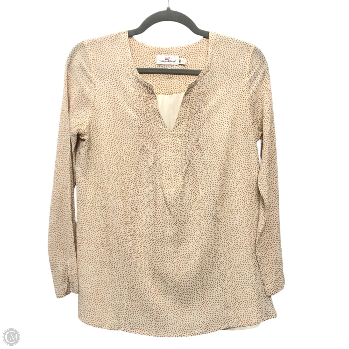 Blouse Long Sleeve By Vineyard Vines In Beige, Size: S