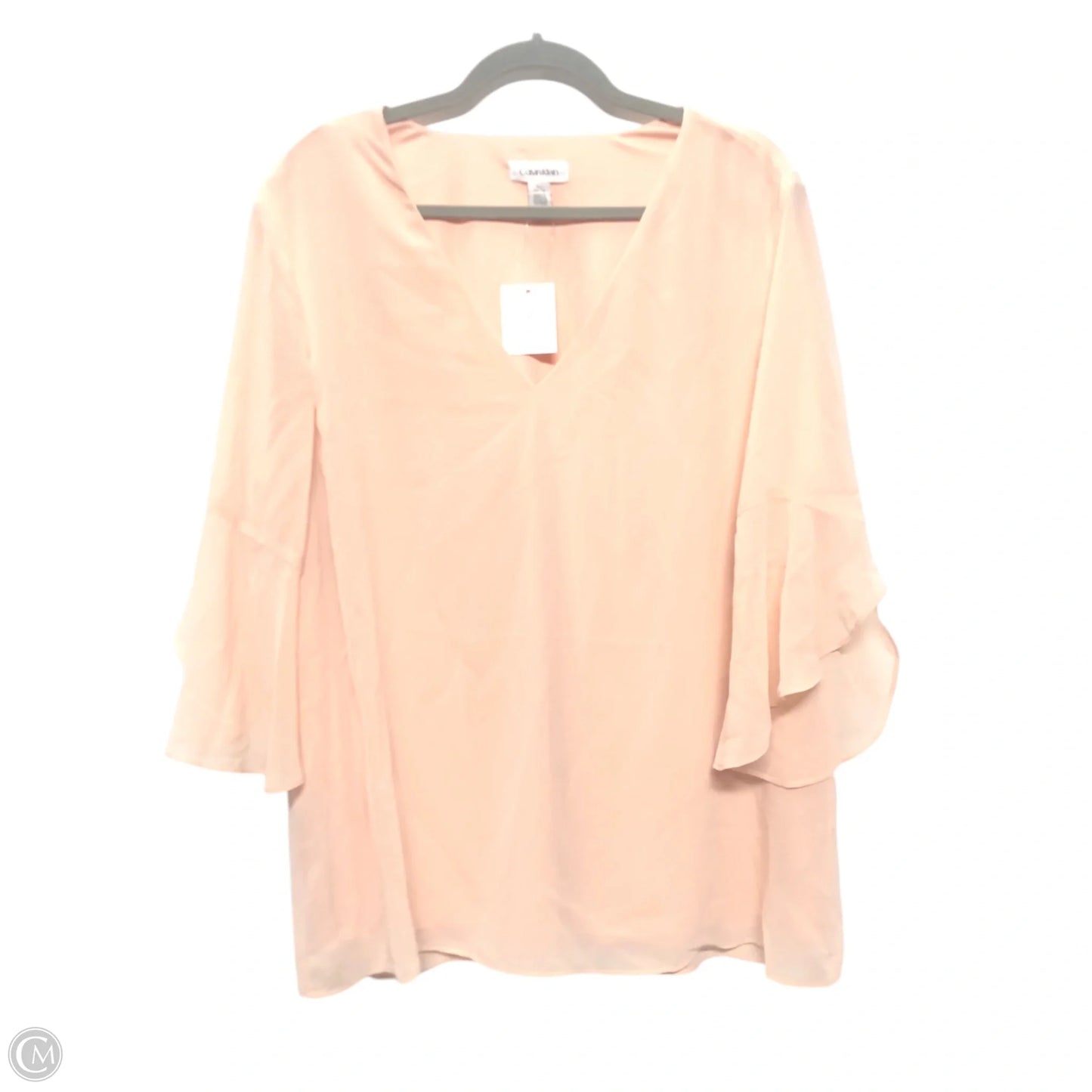 Blouse 3/4 Sleeve By Calvin Klein In Peach, Size: Xl