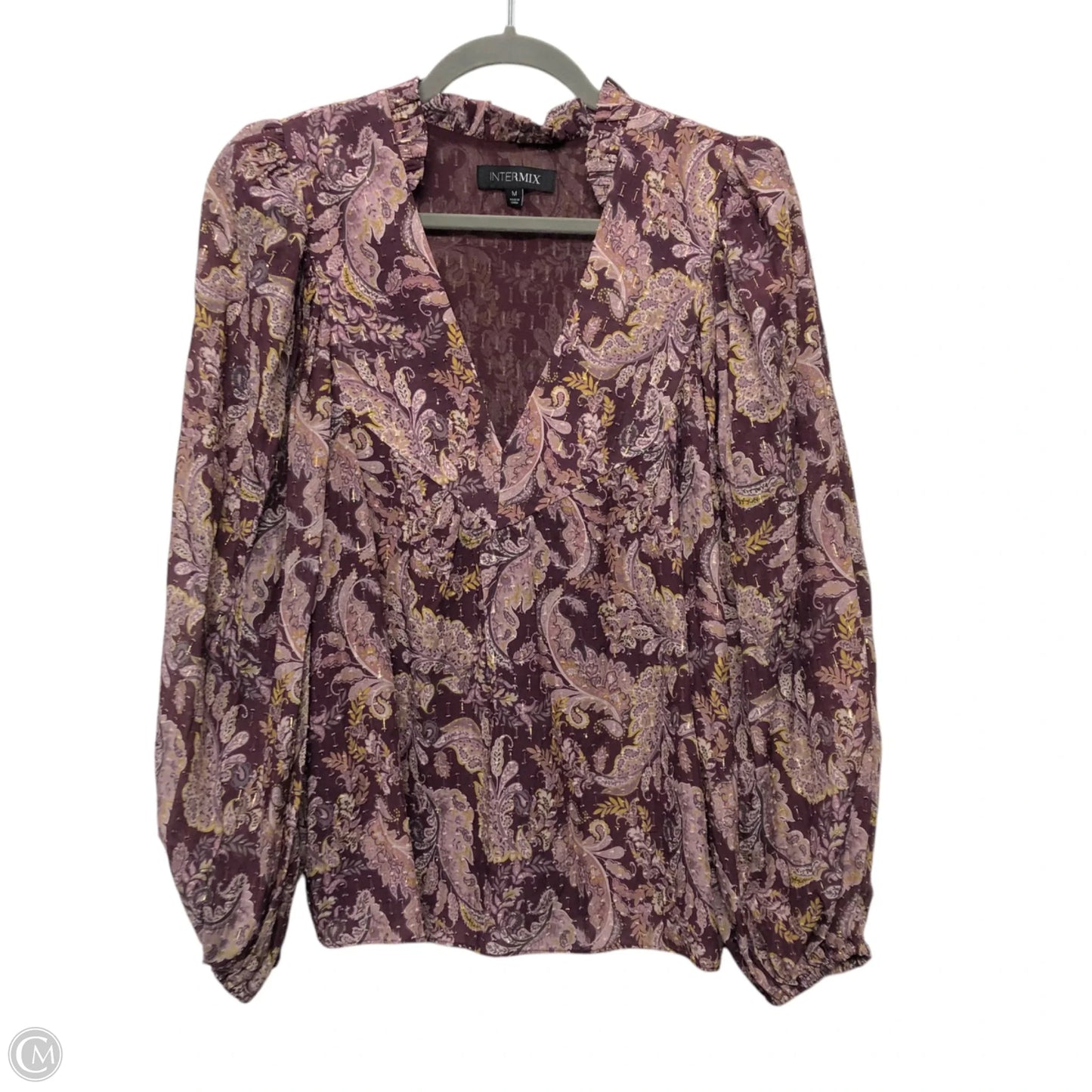 Blouse Long Sleeve By Cmc In Maroon, Size: M