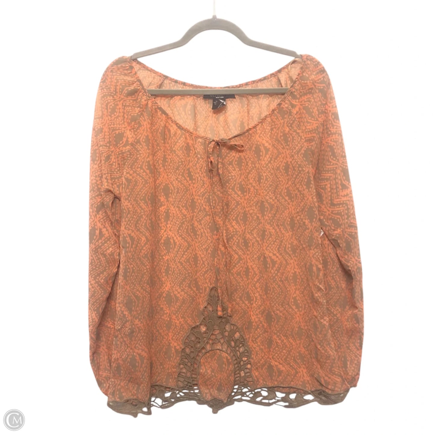 Blouse Long Sleeve By Clothes Mentor In Orange, Size: S