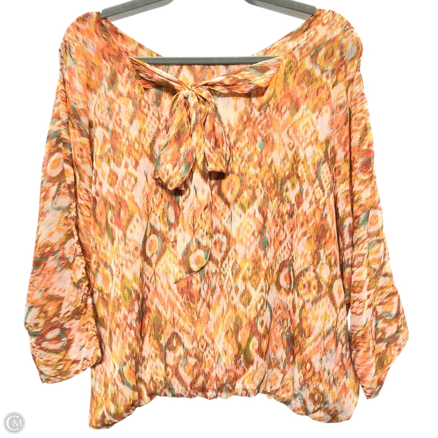 Blouse 3/4 Sleeve By Liverpool In Orange, Size: M