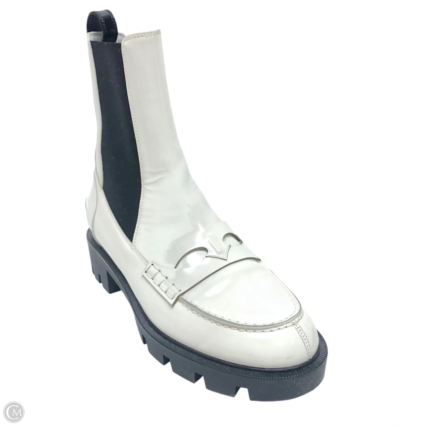 Boots Luxury Designer By Christian Louboutin In White, Size: 8.5