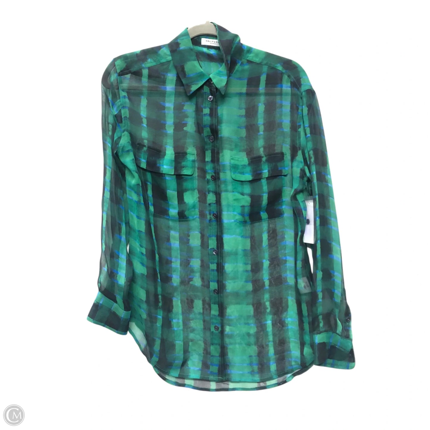 Blouse Long Sleeve By Equipment In Green, Size: Xl