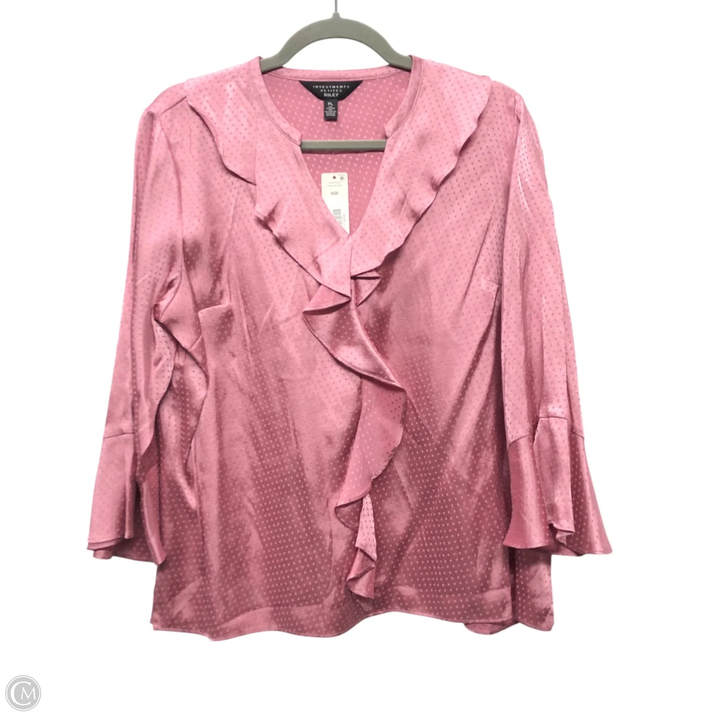 Blouse Long Sleeve By Investments In Pink, Size: Lp