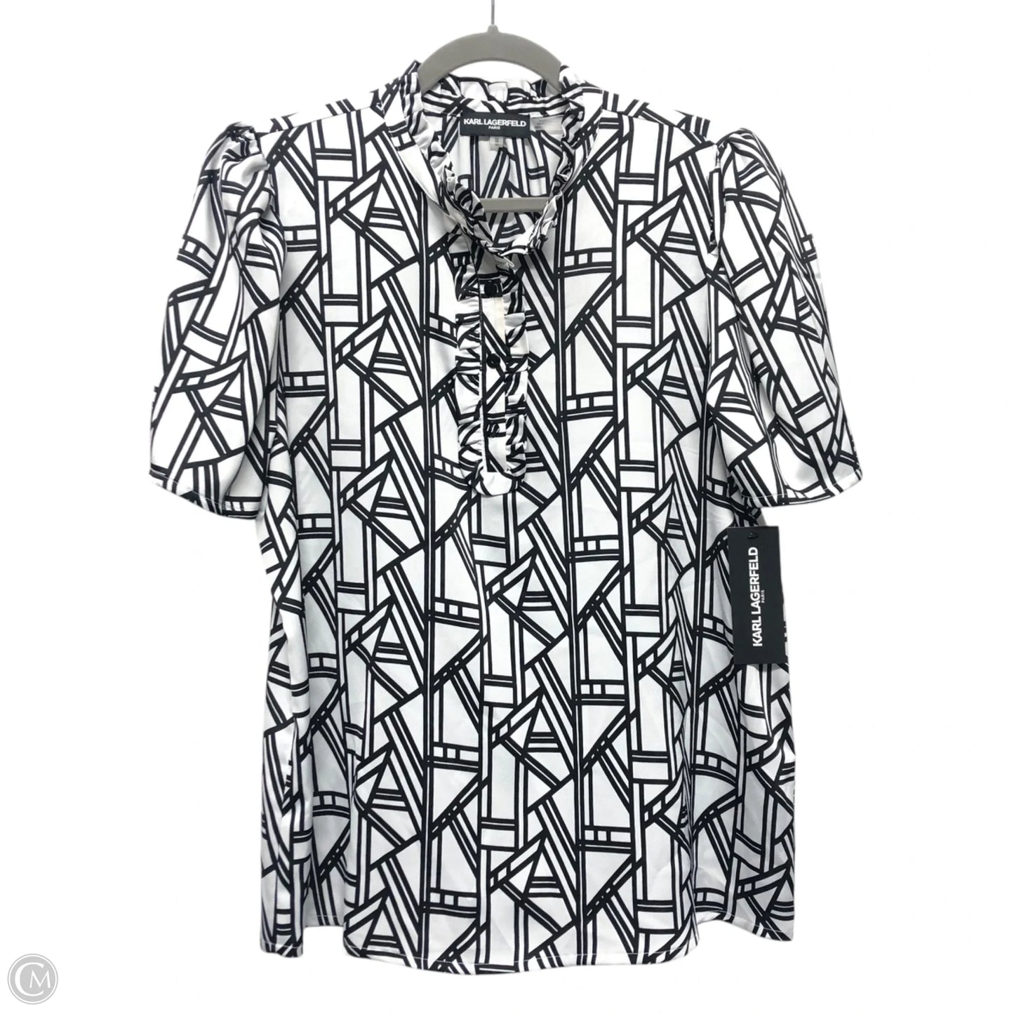 Blouse Designer By Karl Lagerfeld In Black & White, Size: M