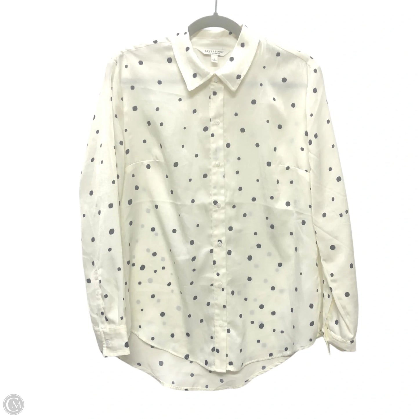 Blouse Long Sleeve By Liverpool In Black & Cream, Size: S