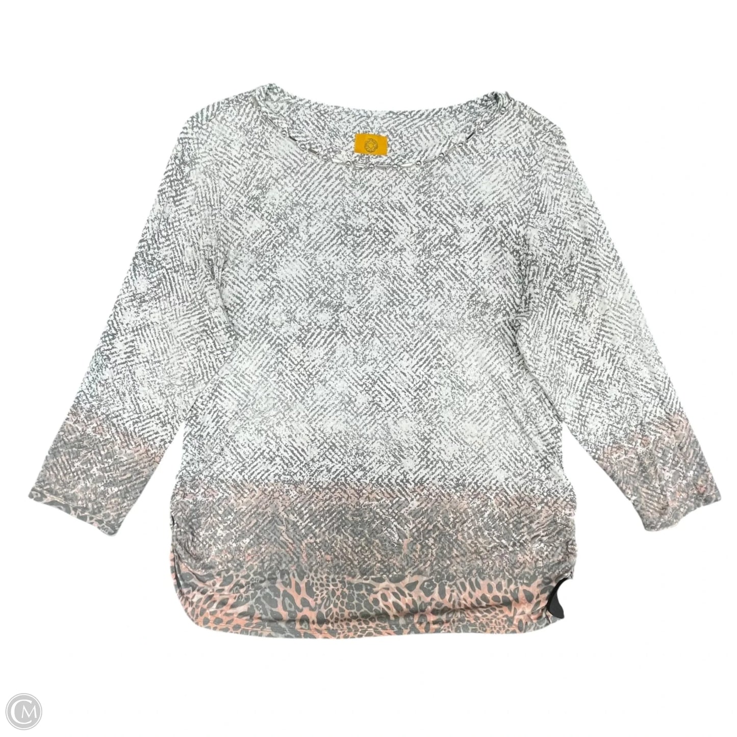 Top Long Sleeve By Ruby Rd In Grey & White, Size: L