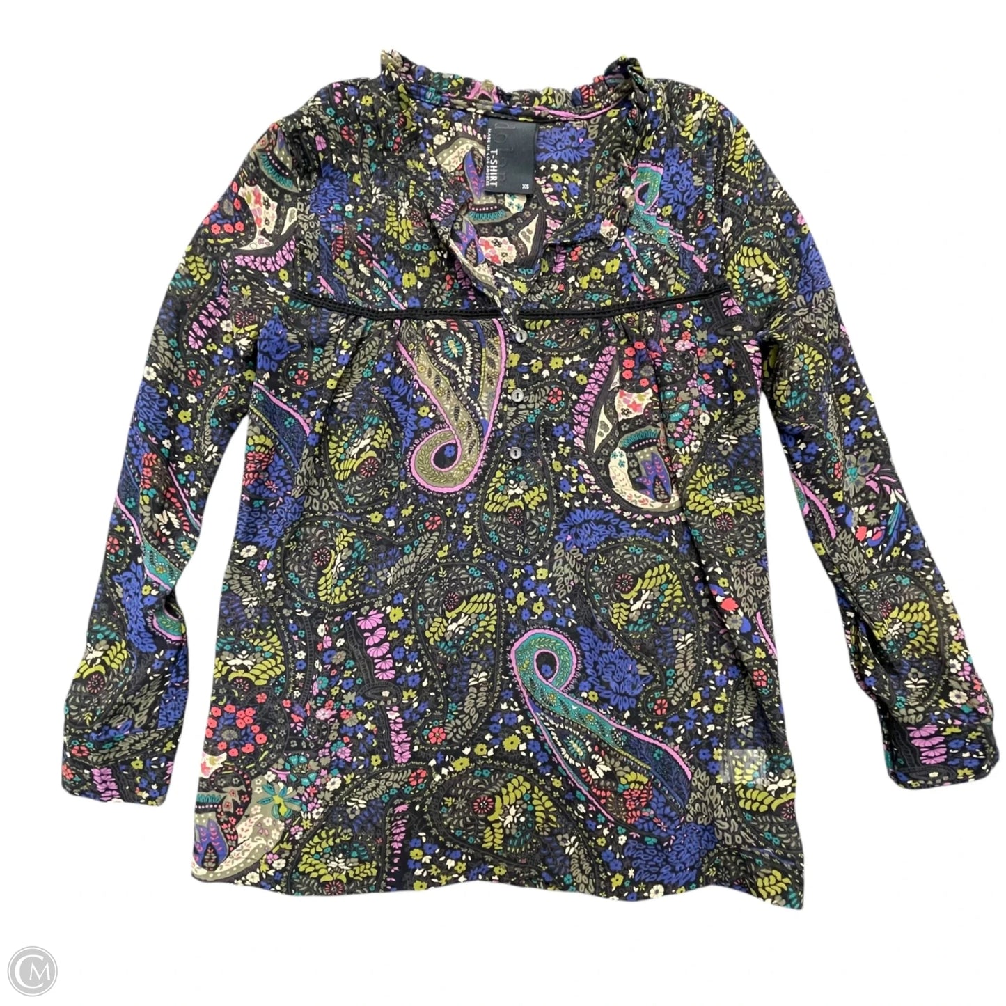 Blouse Long Sleeve By Dolan Left Coast In Multi-colored, Size: Xs