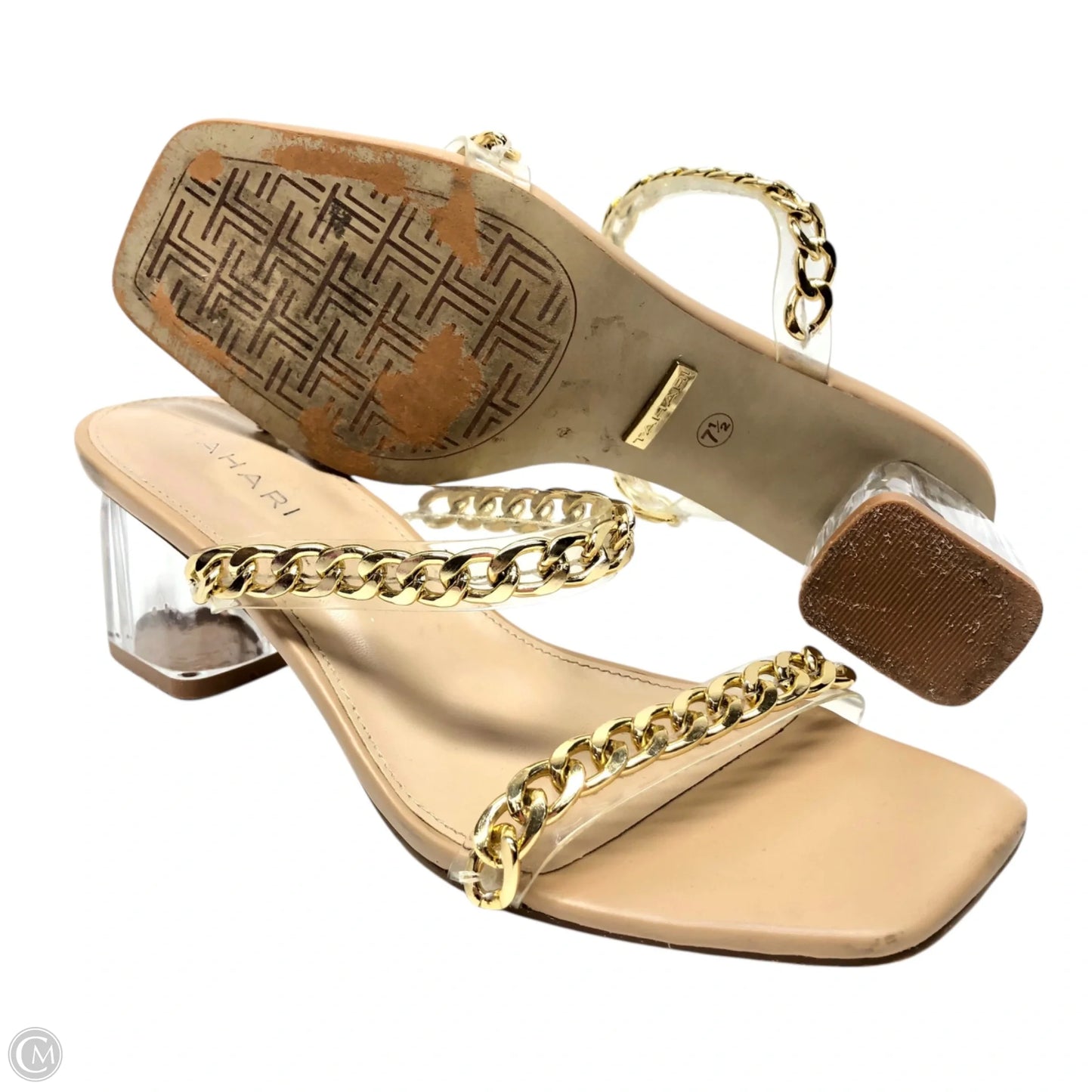 Sandals Heels Block By T Tahari In Gold & Tan, Size: 7.5