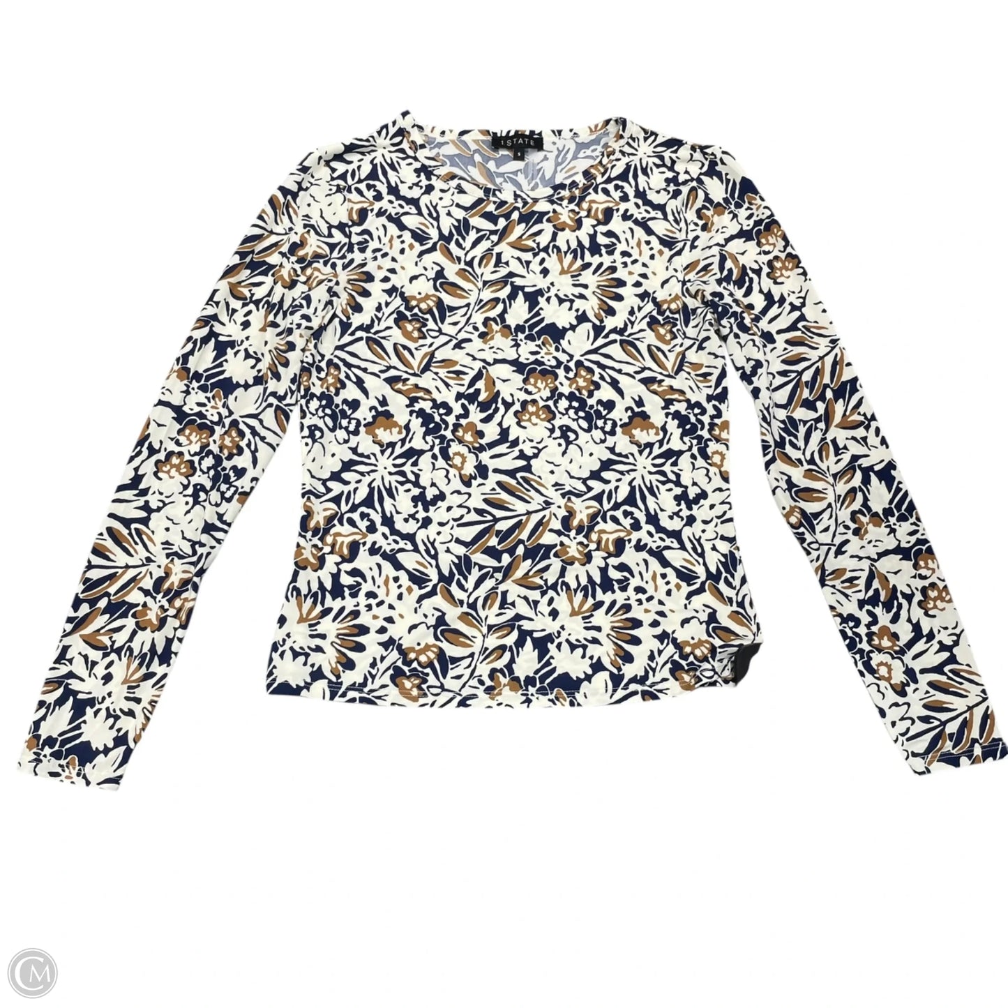 Top Long Sleeve By 1.state In Blue & Cream, Size: S