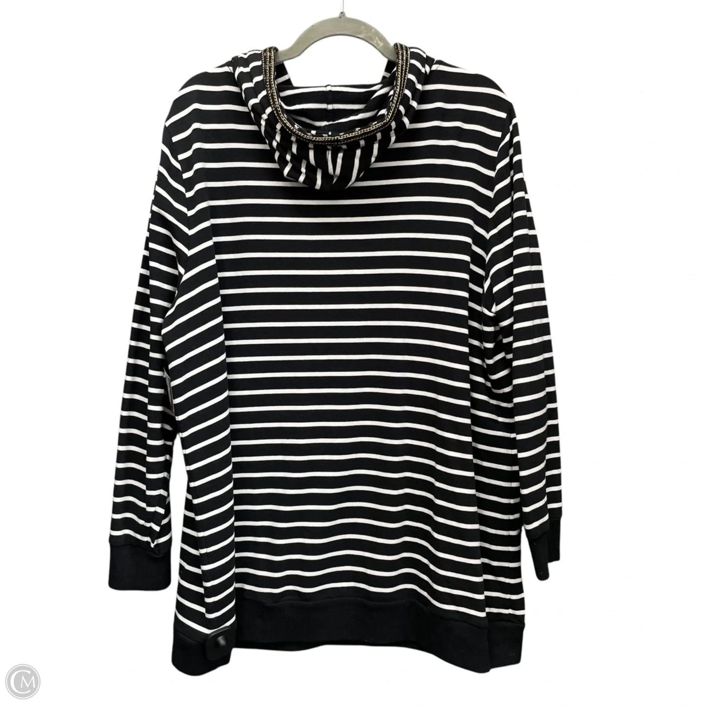 Sweatshirt Hoodie By Chicos In Black & White, Size: Xl