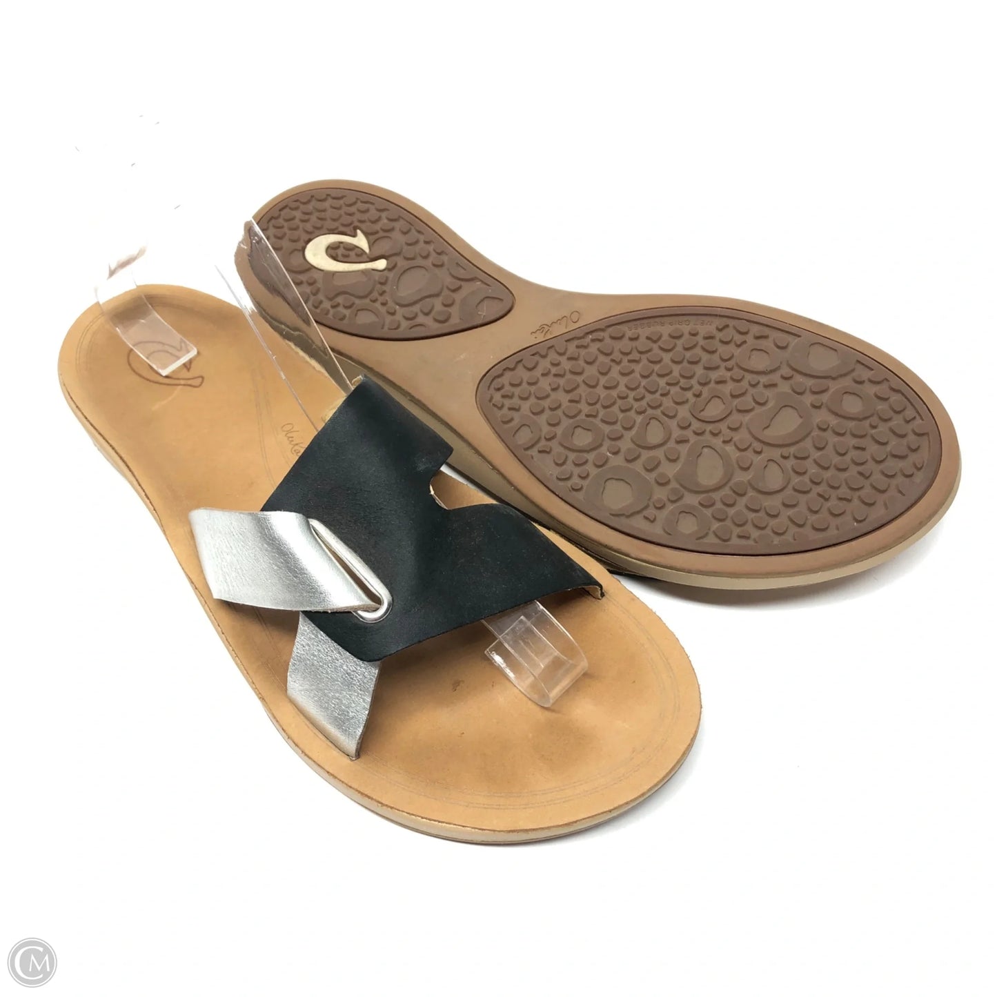 Sandals Flats By Olukai In Black & Silver, Size: 10